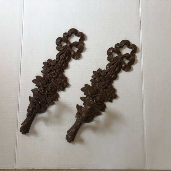 Vtg Syroco Floral Wall Sconces - Picture 2 of 16